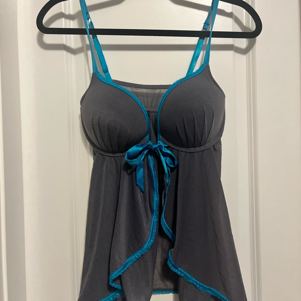 La SENZA Gray Chemise with Blue Accents